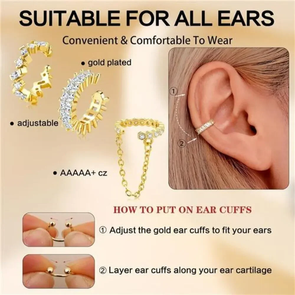 Ear Cuffs Dayana Non-Piercing Earrings for Women Cute Small Clip-On Cartilage